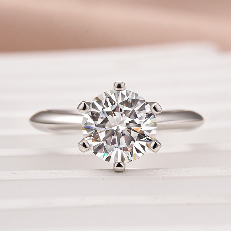 Louily Moissanite Classic 2.0 Carat Round Cut Engagement Ring - louilyjewelry