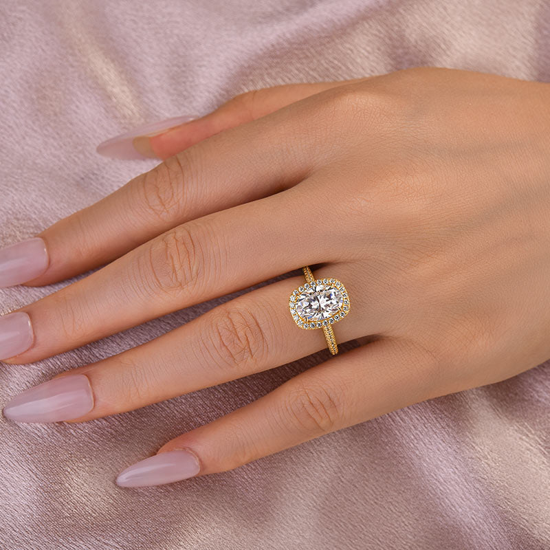 Louily Moissanite Special 2.5 Carat Halo Oval Cut Engagement Ring - louilyjewelry