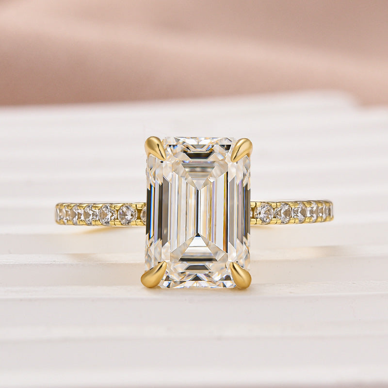 Louily Moissanite 3.5 Carat Emerald Cut Engagement Ring - louilyjewelry