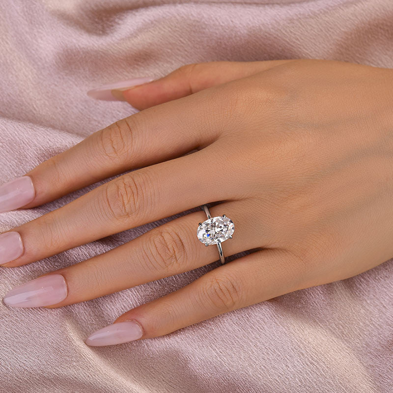 Louily Moissanite Classic 4.0 Carat Oval Cut Engagement Ring - louilyjewelry