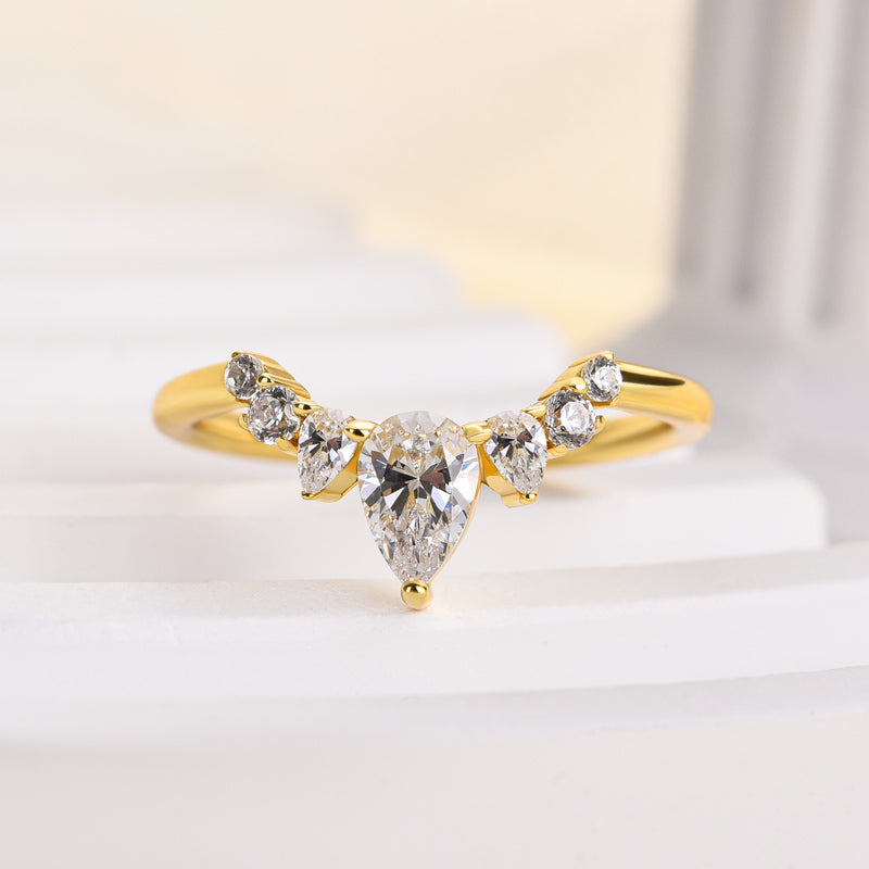 Louily Yellow Gold Art Deco Women's Wedding Band In Sterling Silver - louilyjewelry