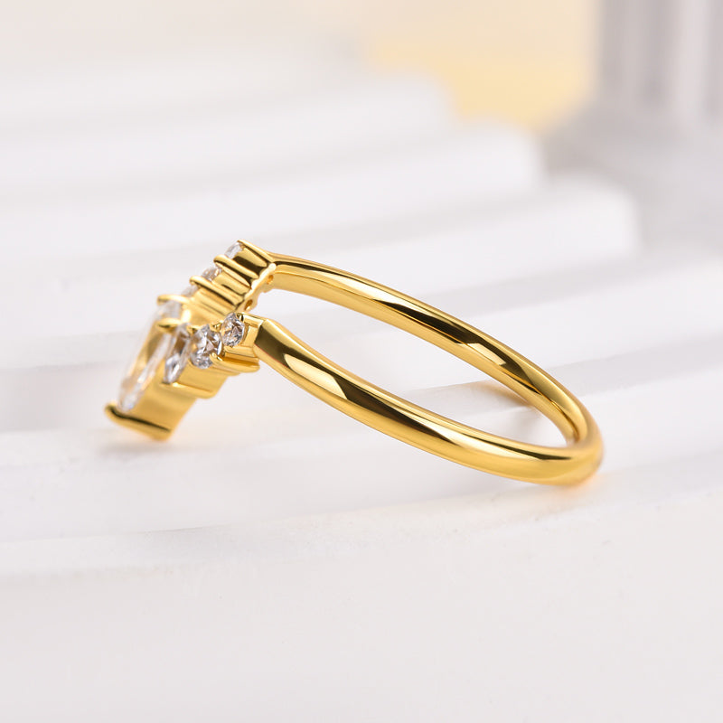 Louily Yellow Gold Art Deco Women's Wedding Band In Sterling Silver - louilyjewelry