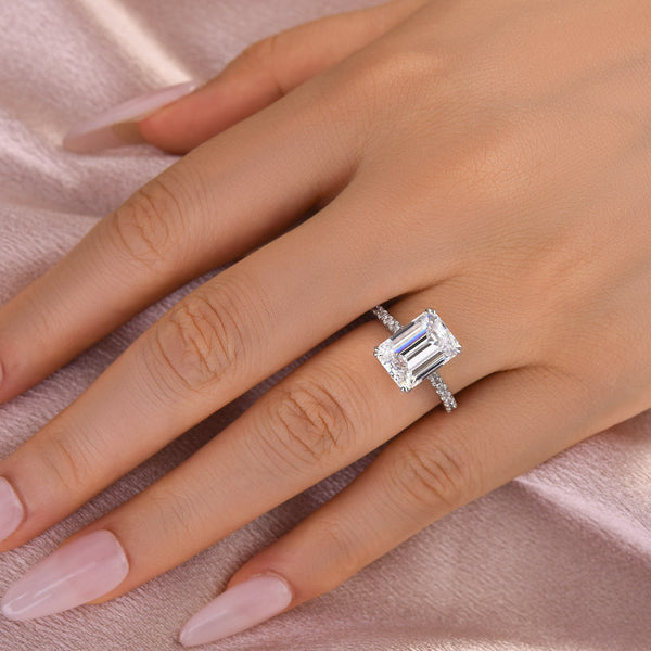 Louily Moissanite Emerald Cut Engagement Ring For Women