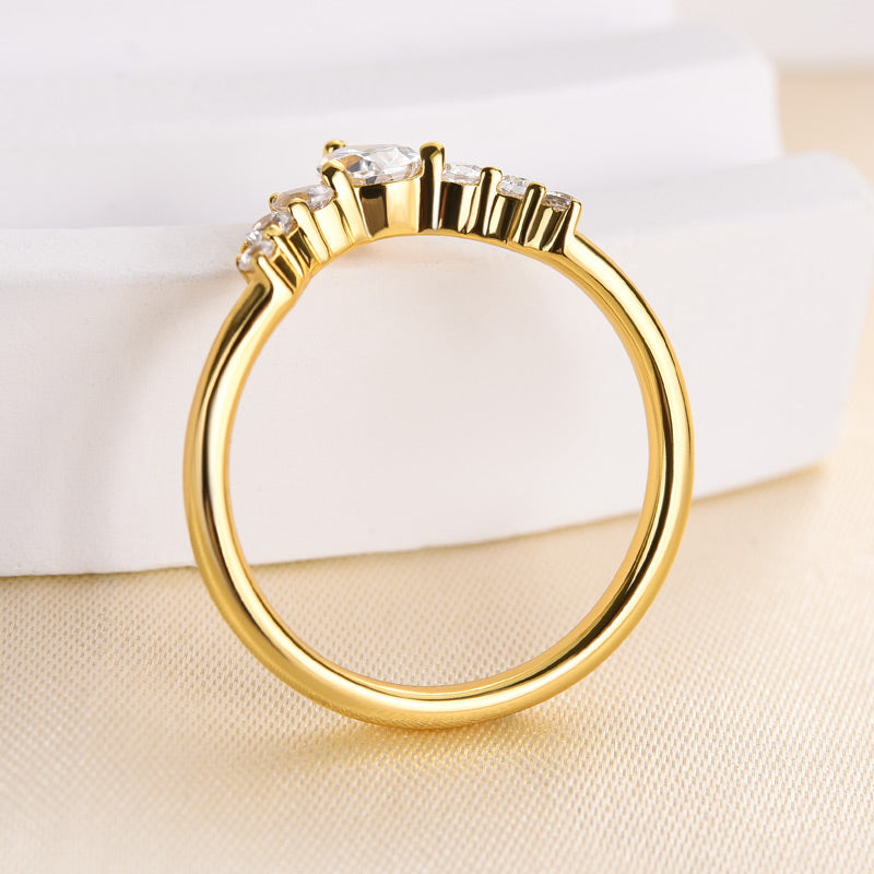 Louily Yellow Gold Art Deco Women's Wedding Band In Sterling Silver - louilyjewelry