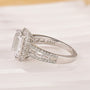 Luxurious Halo Emerald Cut Engagement Ring In Sterling Silver - louilyjewelry