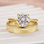 Louily Moissanite 2.0 Carat Round Cut Yellow Gold Wedding Ring Set With Wide Wedding Band - louilyjewelry