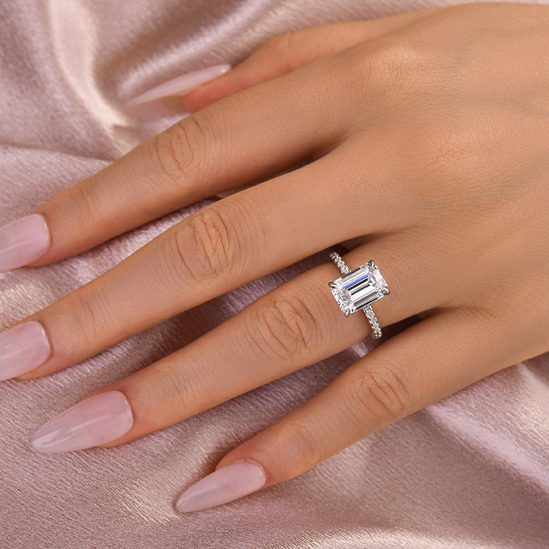 Louily Moissanite 3.5 Carat Emerald Cut Engagement Ring - louilyjewelry