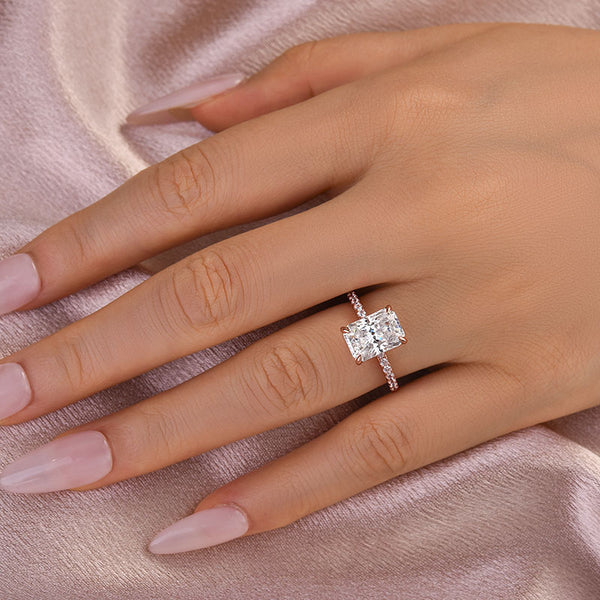 Louily Moissanite Radiant Cut Engagement Ring