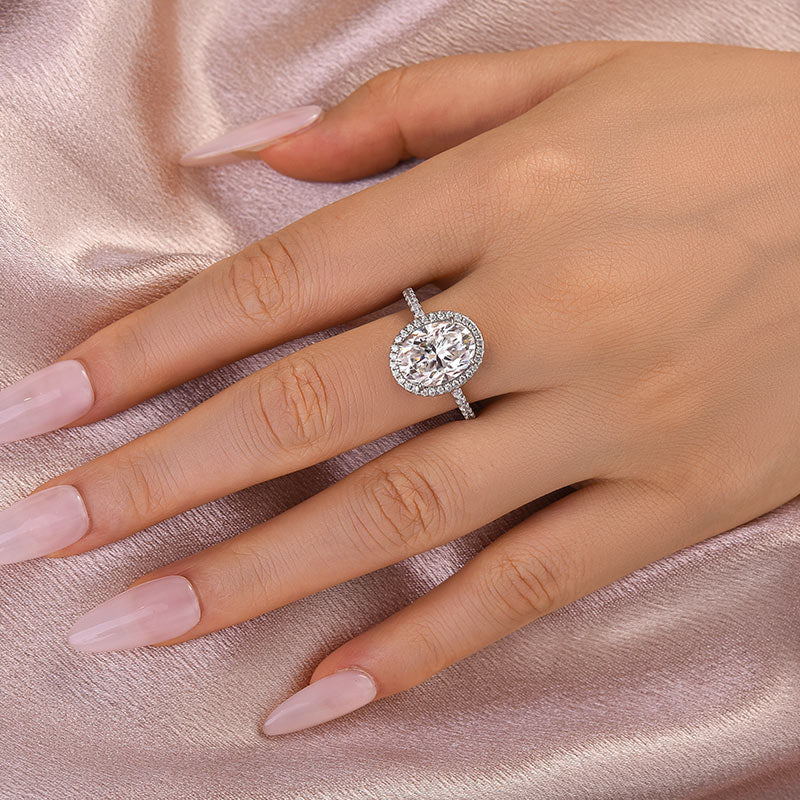 Louily Moissanite 4.5 Carat Halo Oval Cut Engagement Ring - louilyjewelry