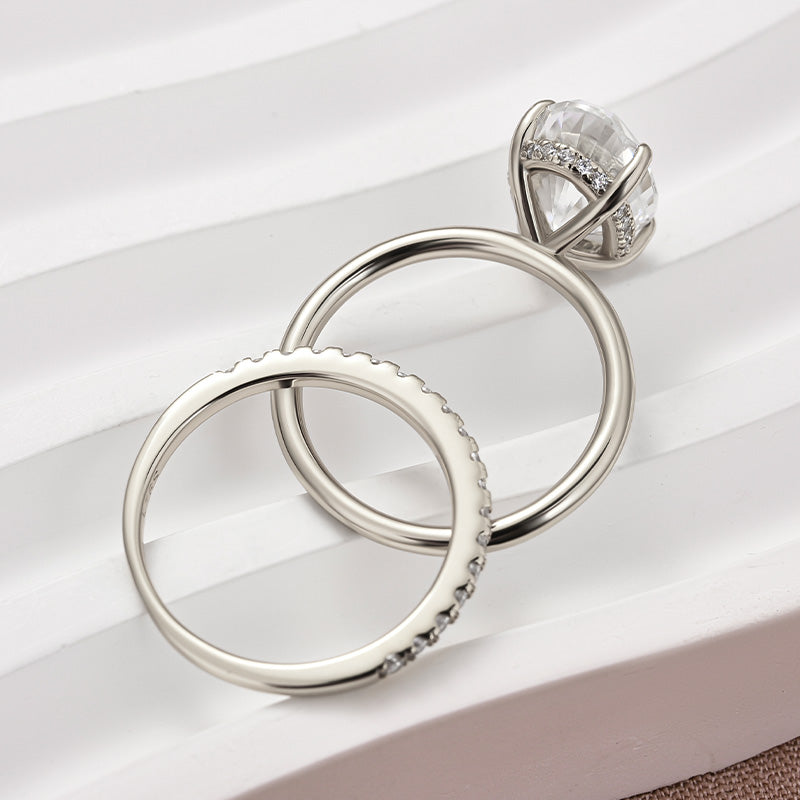 Louily Moissanite 4.0 Ct Hidden Halo Solitaire Oval Cut Wedding Ring - louilyjewelry