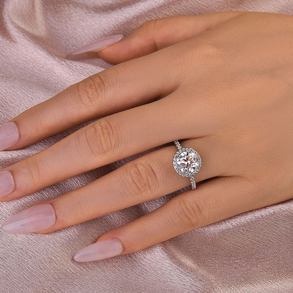 Louily Moissanite Halo Round Cut Engagement Ring