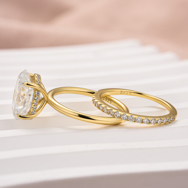 Louily Moissanite 4.0 Ct Hidden Halo Solitaire Oval Cut Wedding Ring - louilyjewelry