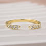 Louily Dainty Moissanite Yellow Gold Open Wedding Band In Sterling Silver - louilyjewelry