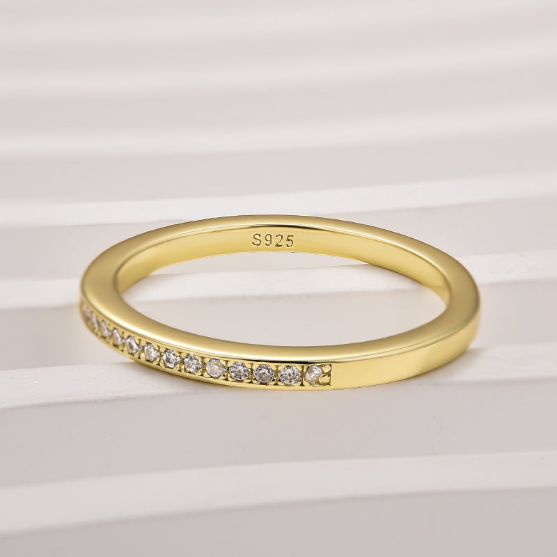 Louily Moissanite Yellow Gold Channel Set Half Wedding Band - louilyjewelry