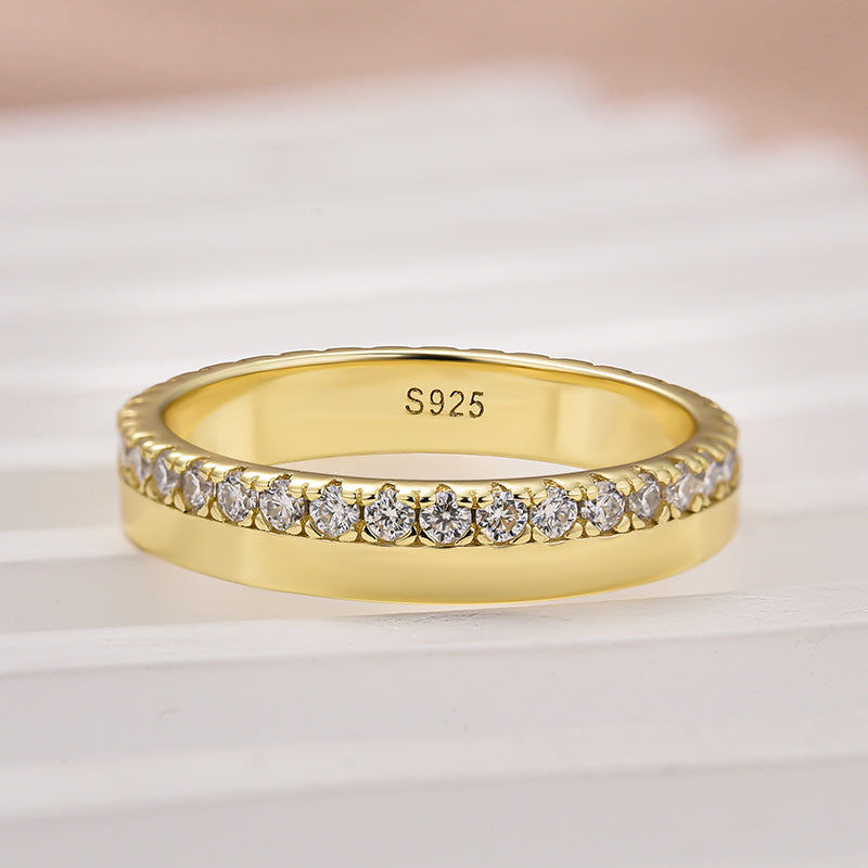 Louily Moissanite Round Cut Yellow Gold Wedding Band for Women - louilyjewelry