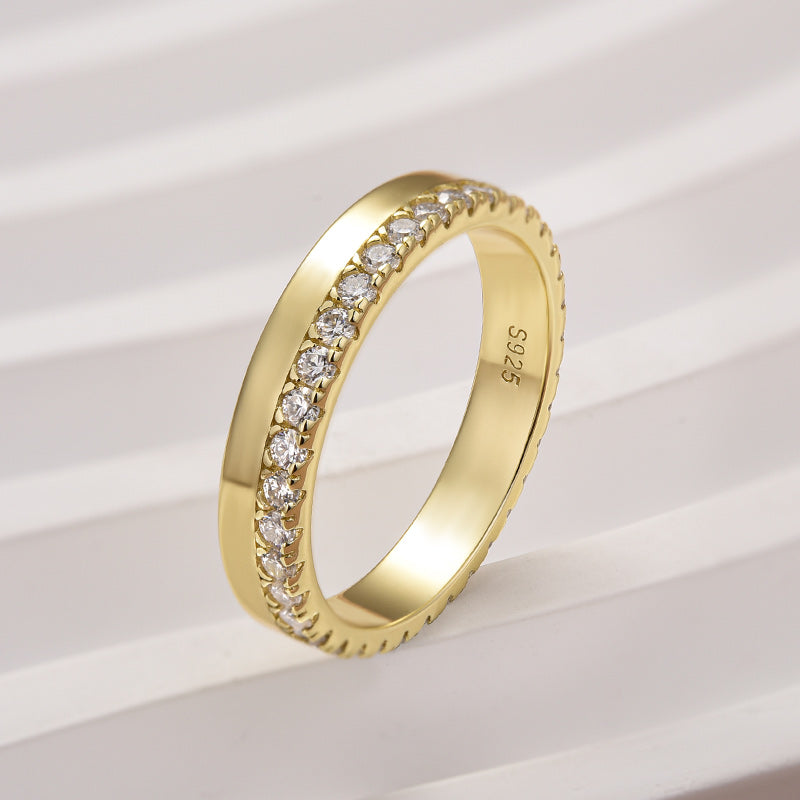 Louily Moissanite Round Cut Yellow Gold Wedding Band for Women - louilyjewelry