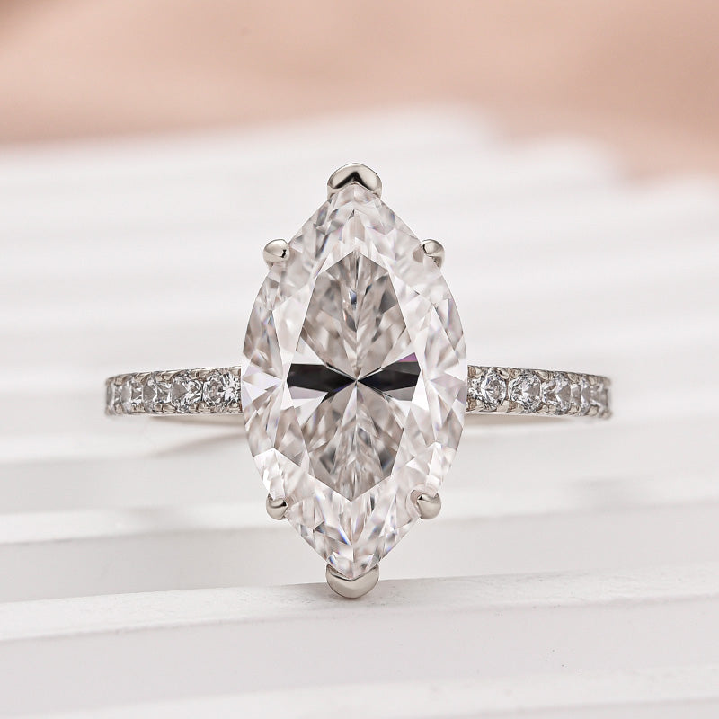 Louily Moissanite 4.0 Ct Marquise Cut Engagement Ring For Women - louilyjewelry