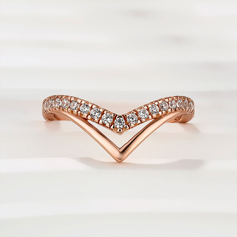 Classic Rose Gold Curved Wedding Band In Sterling Silver