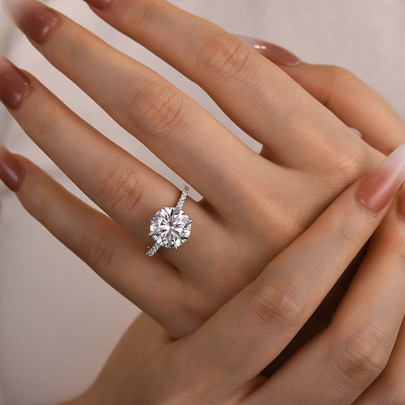 Louily Luxurious Round Cut 4 Prong Engagement Ring For Women In Sterling Silver - louilyjewelry