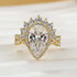 Vintage 4.0Ct Halo Pear Cut Twist Engagement Ring In Sterling Silver - louilyjewelry