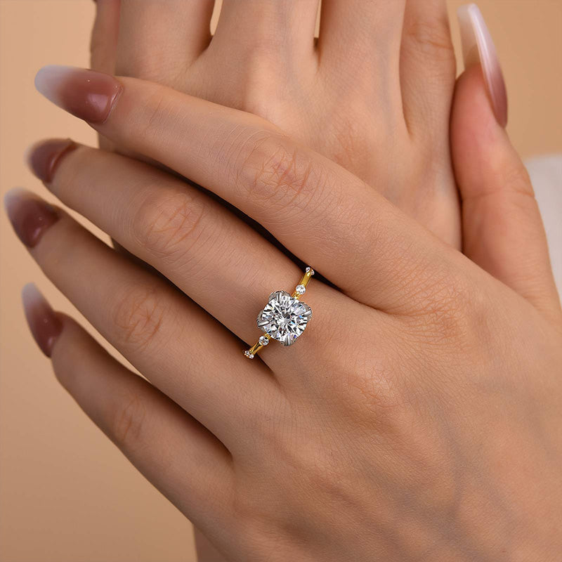 Louily Precious Two-tone Round Cut Engagement Ring - louilyjewelry