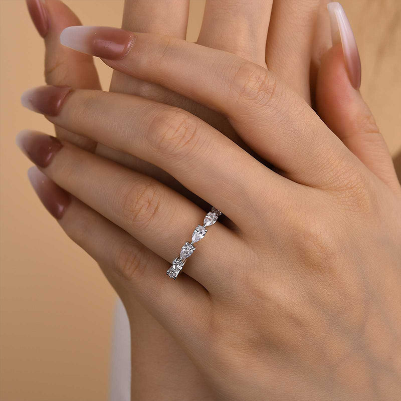 Louily Eternity Pear Cut Wedding Band In Sterling Silver - louilyjewelry