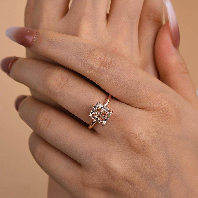Louily Elegant 3.0 Carat Cushion Cut Champagne Engagement Ring for Women In Sterling Silver - louilyjewelry