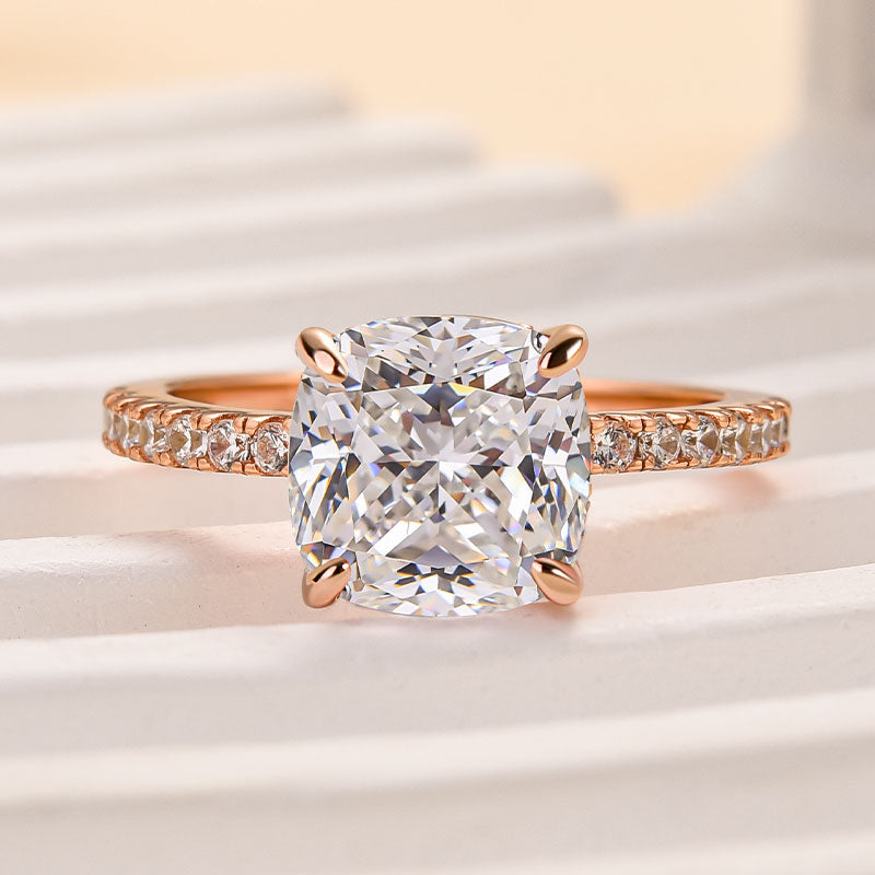 Louily Classic 3.0Ct Cushion Cut Engagement Ring In Sterling Silver - louilyjewelry