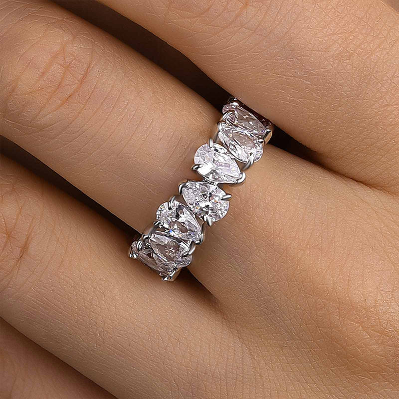 Louily Special Full Pear Cut Women's Wedding Band In Sterling Silver - louilyjewelry