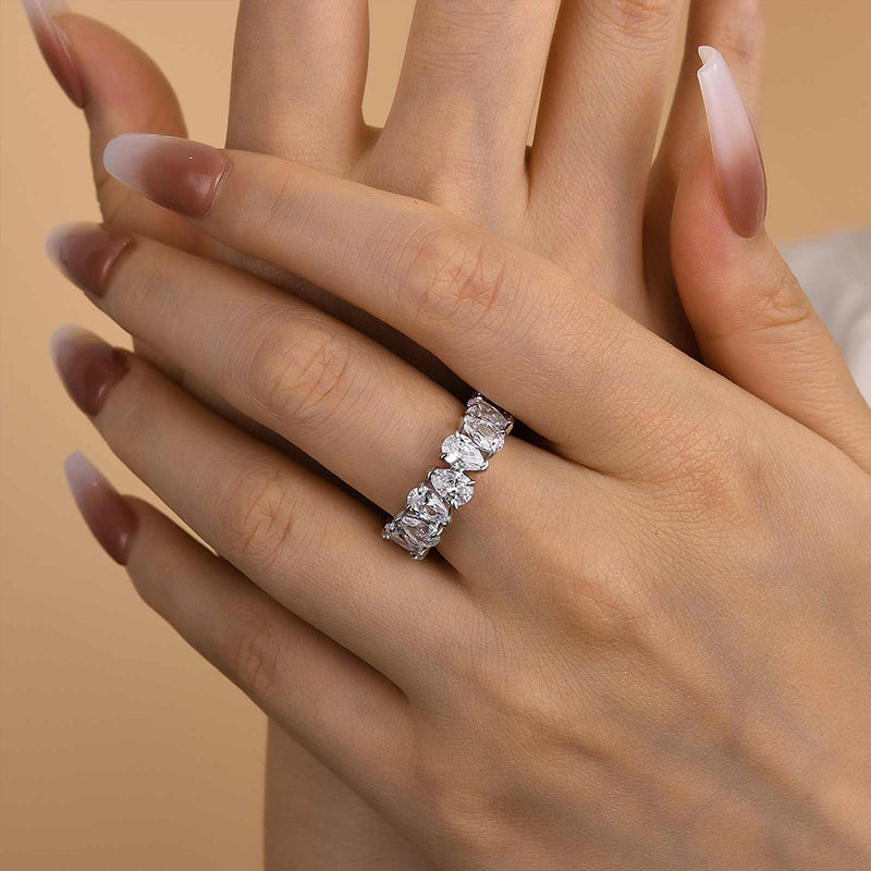 Louily Special Full Pear Cut Women's Wedding Band In Sterling Silver - louilyjewelry