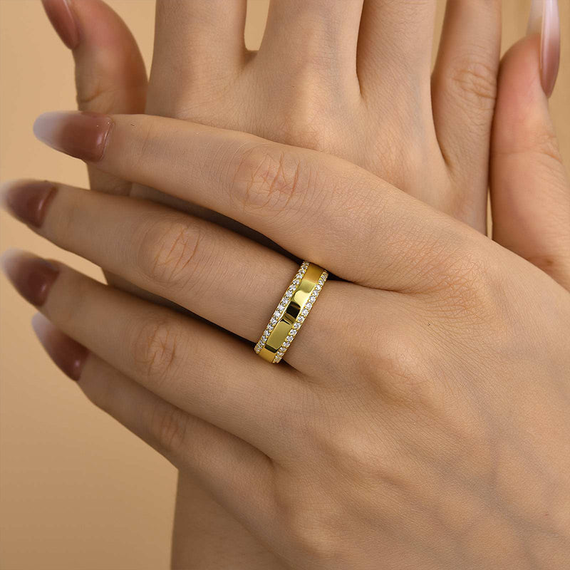 Louily Unique Wide Wedding Band For Women In Sterling Silver - louilyjewelry