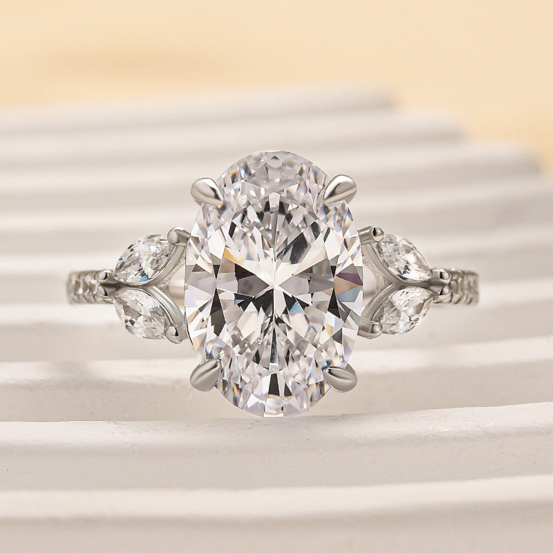 Louily Sparkle Five Stone Yellow Gold Oval Cut Engagement Ring In Sterling Silver - louilyjewelry