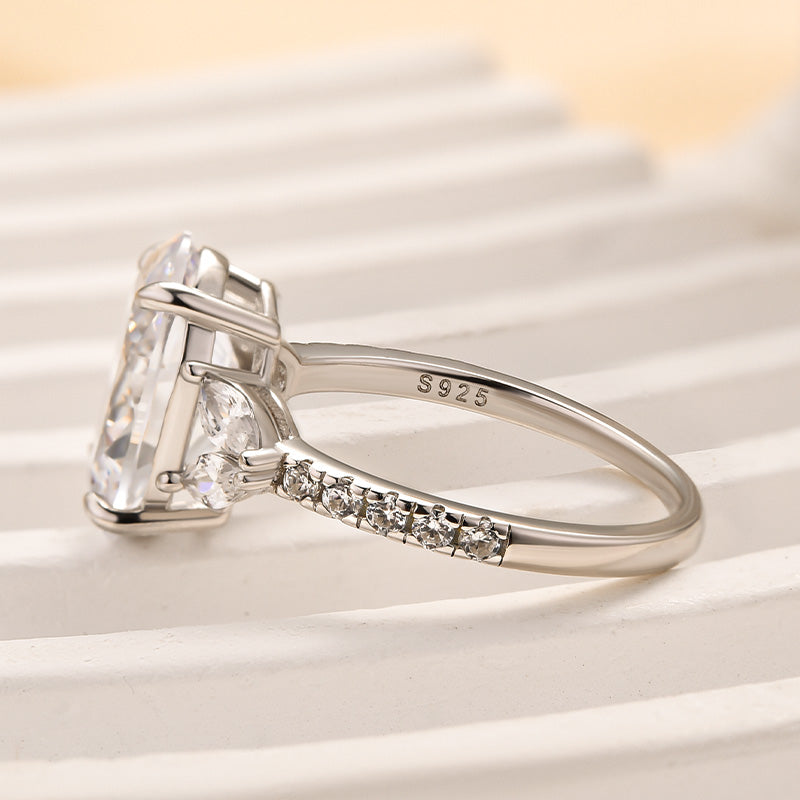 Louily Sparkle Five Stone Yellow Gold Oval Cut Engagement Ring In Sterling Silver - louilyjewelry