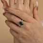 Louily Classic Oval Cut Emerald Green Simulated Diamond Engagement Ring In Sterling Silver - louilyjewelry