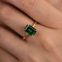 Louily Classic Yellow Gold Emerald Cut Engagement Ring In Sterling Silver - louilyjewelry