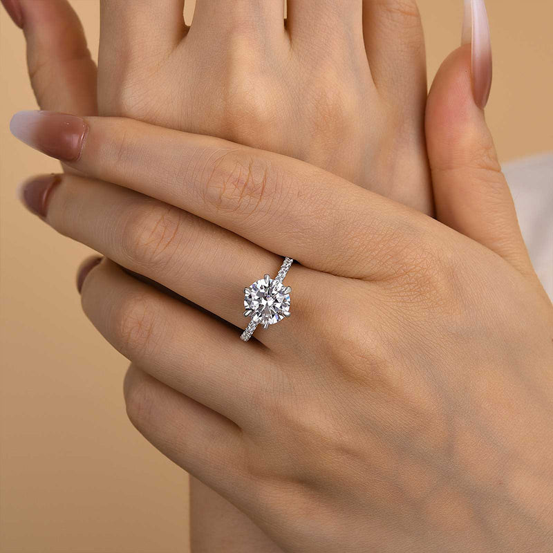 Louily Classic 6 Prong Round Cut Simulated Diamonds Engagement Ring - louilyjewelry