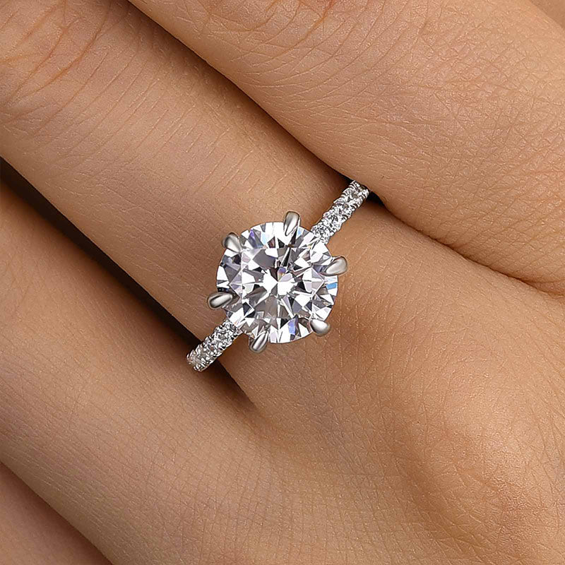 Louily Classic 6 Prong Round Cut Simulated Diamonds Engagement Ring - louilyjewelry