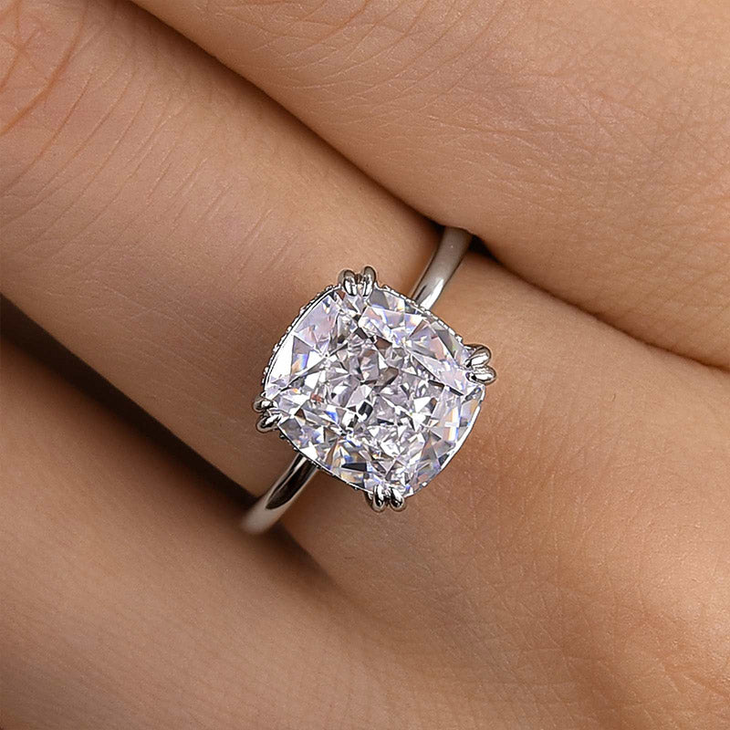 Louily Stunning Cushion Cut Engagement Ring In Sterling Silver - louilyjewelry
