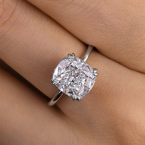 Louily Stunning Cushion Cut Engagement Ring In Sterling Silver