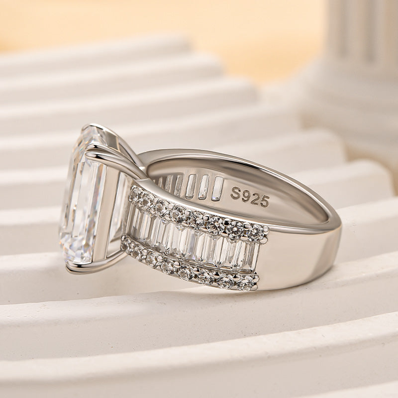 Louily Glittering Emerald Cut Engagement Ring - louilyjewelry