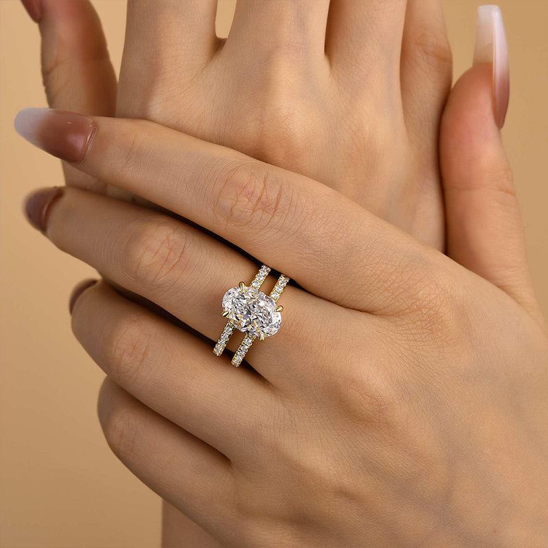 Louily Special Oval Cut Split Shank DesigncEngagement Ring - louilyjewelry