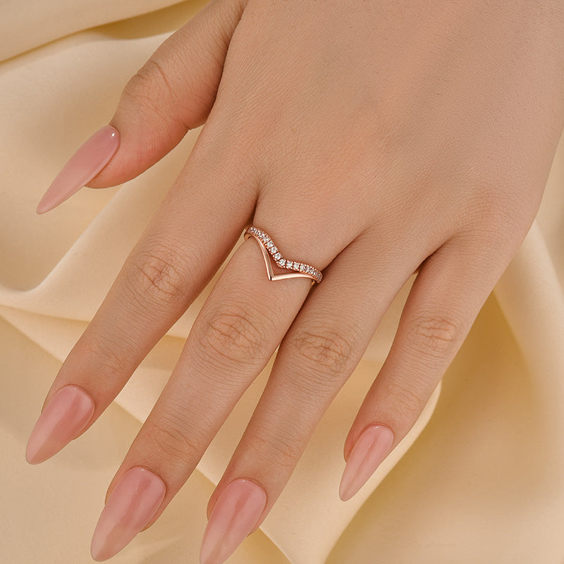 Classic Rose Gold Curved Wedding Band In Sterling Silver - louilyjewelry