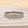 Louily Sparkle Half Round Cut Women's Wide Wedding Band In Sterling Silver - louilyjewelry