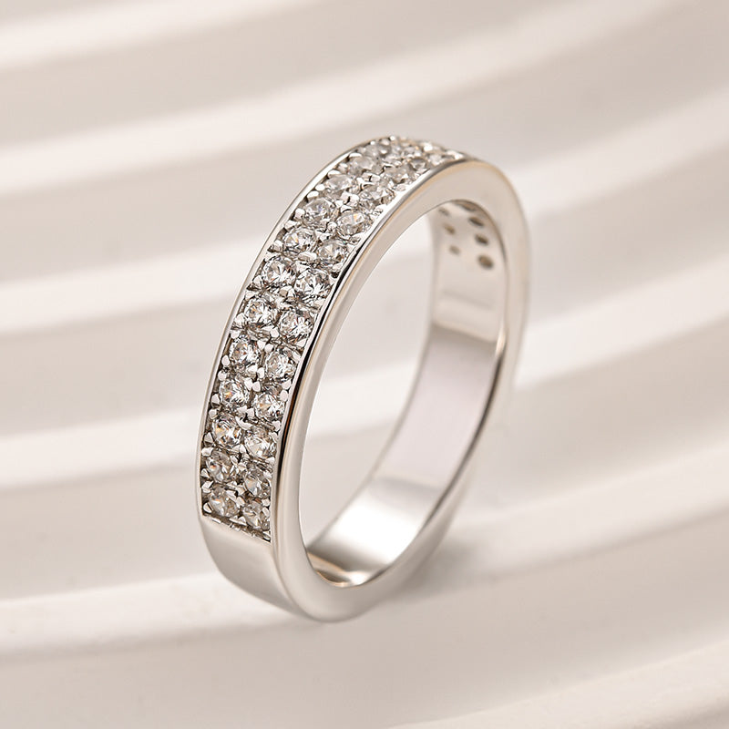 Louily Sparkle Half Round Cut Women's Wide Wedding Band In Sterling Silver - louilyjewelry