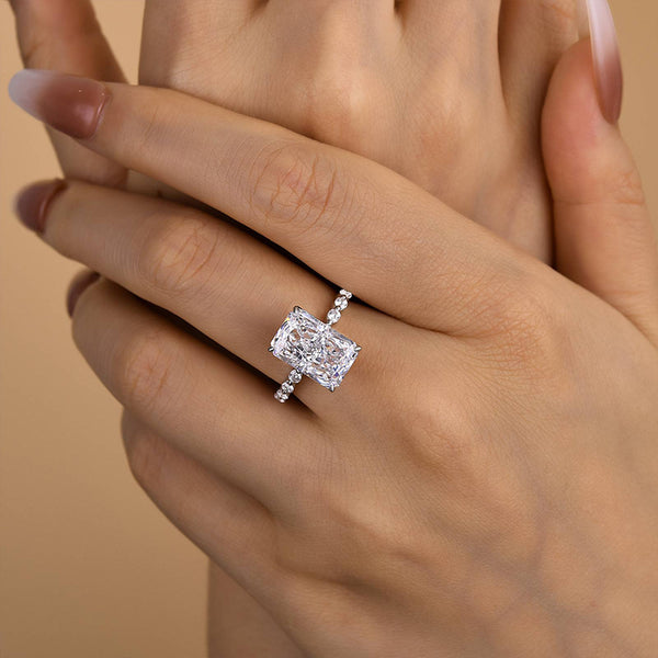 Louily Elegant Crushed Ice Cut Simulated Diamond Engagement Ring