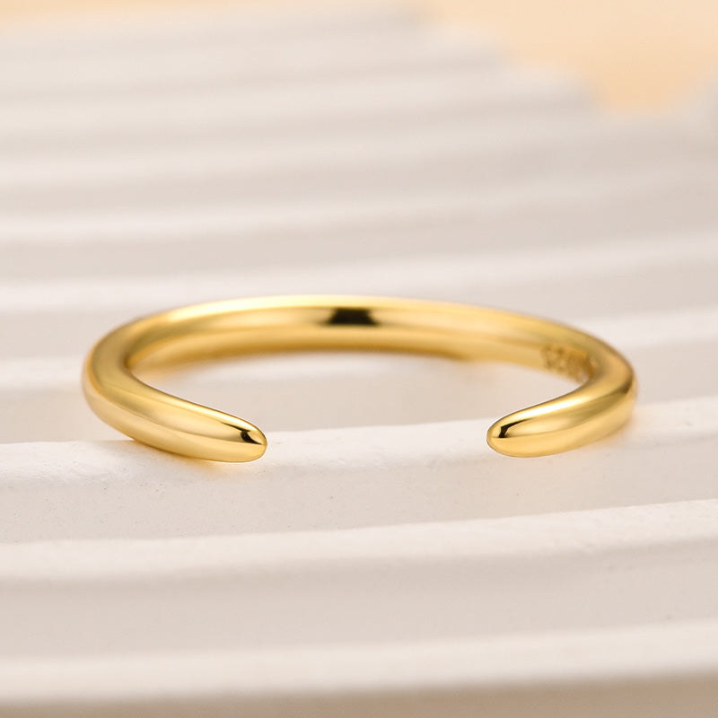 Louily Classic Yellow Gold Open Wedding Band In Sterling Silver - louilyjewelry