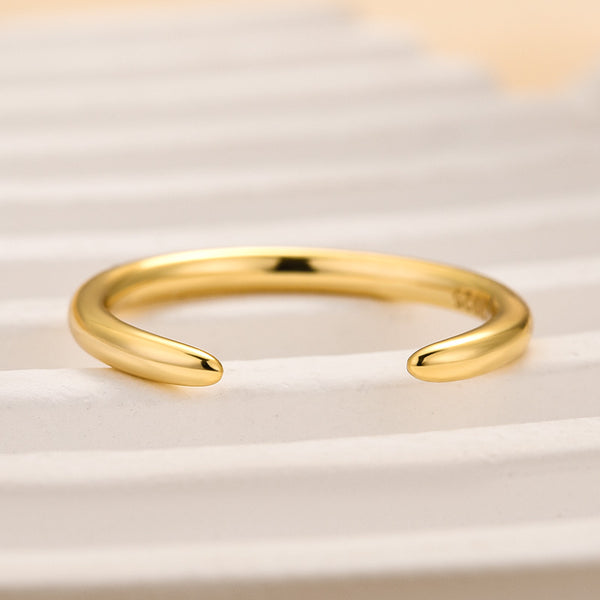 Louily Classic Yellow Gold Open Wedding Band In Sterling Silver