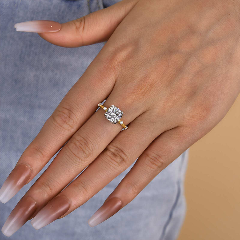 Louily Precious Two-tone Round Cut Engagement Ring - louilyjewelry