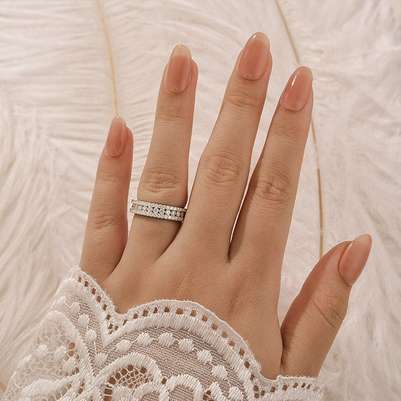 Moissanite 2.5Ct Classic Round Cut Wide Wedding Band In Sterling Silver