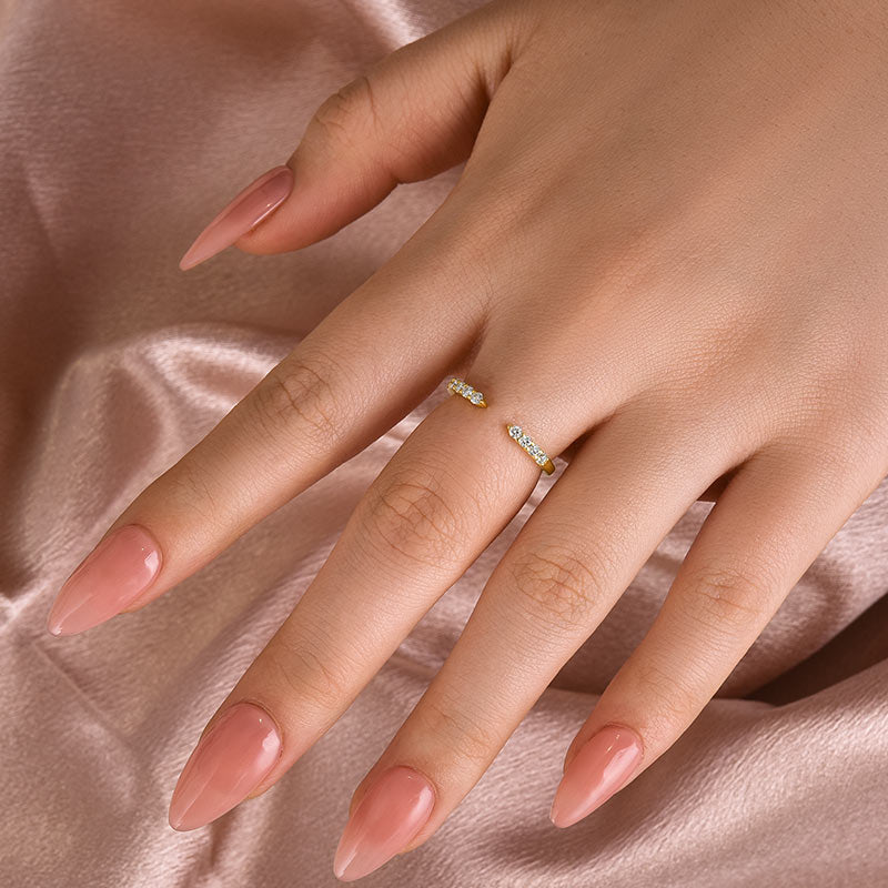 Louily Dainty Moissanite Yellow Gold Open Wedding Band In Sterling Silver - louilyjewelry